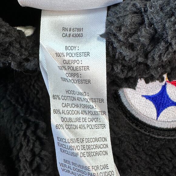 NFL Pittsburgh Steelers Snowsuit 3-6M Fuzzy Black Fleece Full Zip Soft Winter - Picture 5 of 11